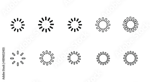 A set of circular loading indicators showing different stages of progress