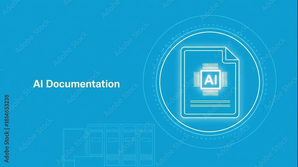 Vidéo Stock AI Documentation Concept: A futuristic blueprint showcasing ...