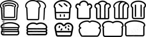 breads Icon Set Silhouette Vector Collection on a white background.
