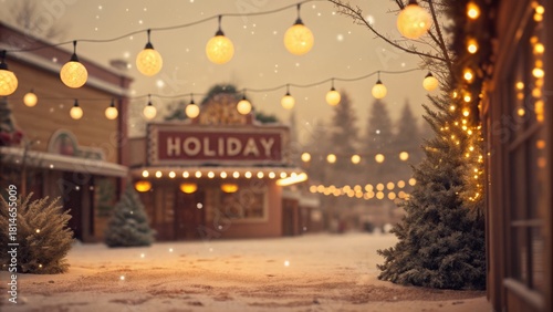 Wallpaper Mural Enchanting Winter Holiday Scene with Glowing Lights Torontodigital.ca