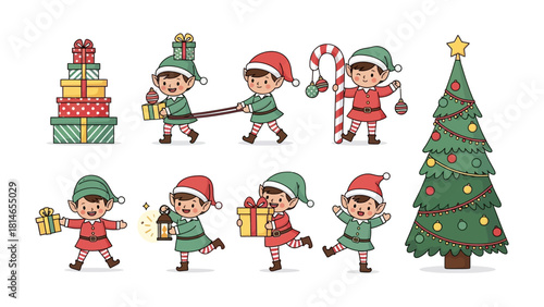 Christmas Cheer: Adorable elves, immersed in the festive spirit of Christmas, are busily preparing gifts and decorations for the much-awaited holiday. 