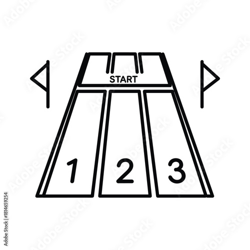 Illustration of a biathlon track isolated on in black outline