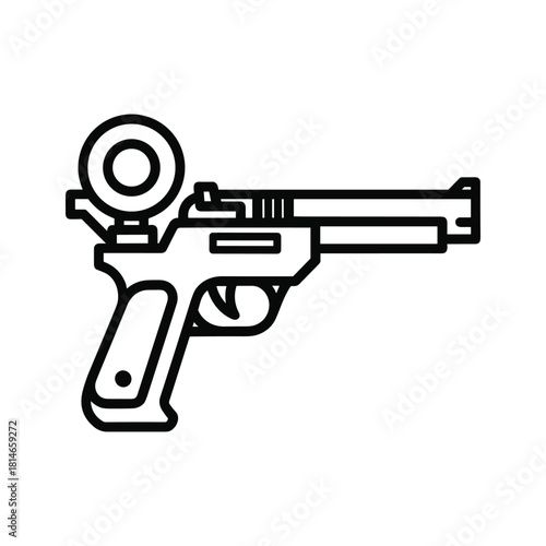 Illustration of a biathlon gun isolated on in black outline