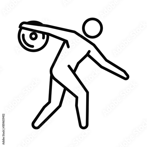 Discus thrower icon isolated on, an olympic athletic event