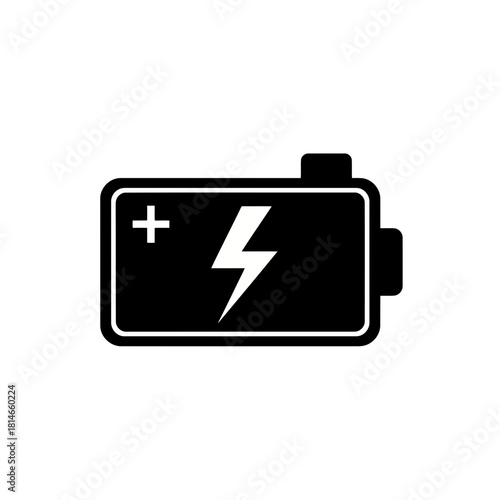 Battery icon with lightning bolt symbolizing power or charging, isolated on