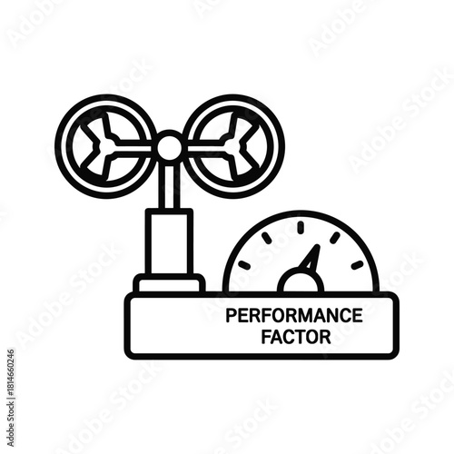 Anemometer icon showing performance factor isolated on