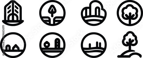 park Icon Set Silhouette Vector Collection on a white background.
