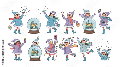 Winter Wonderland Illustration: A whimsical illustration of joyful children engaging in winter activities, surrounded by snow and festive decorations. 