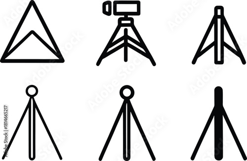 tripods Icon Set Silhouette Vector Collection on a white background.
