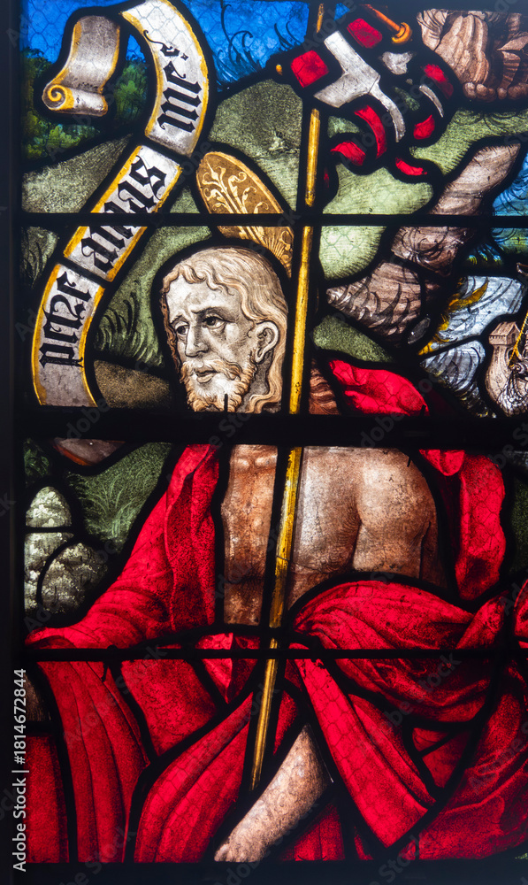 Obraz premium Stained glass (16th century) of The resurrection of Jesus Christ.