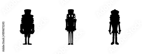 Nutcracker toy soldiers silhouette set, festive holiday ornament