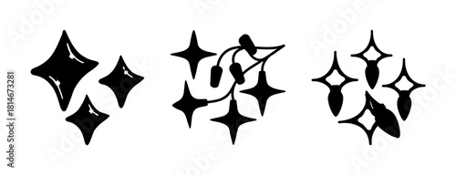 Sparkle and twinkle doodle set. hand drawn star icons for decoration.
