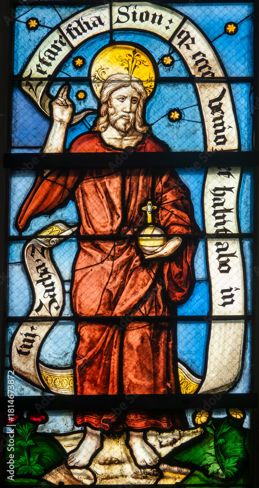 Fototapeta premium Stained glass (16th century) of Christ in Majesty or Christ in Glory.
