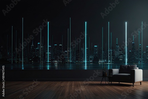 interior sofa with modern wallpaper background