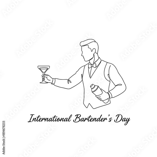 Bartender mixing cocktail and celebrating International Bartender's Day  