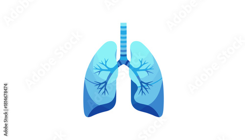 Anatomical illustration of human lungs in blue color scheme for World Cancer Day  