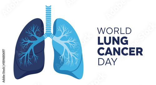 Lung illustration with text for World Lung Cancer Day awareness  