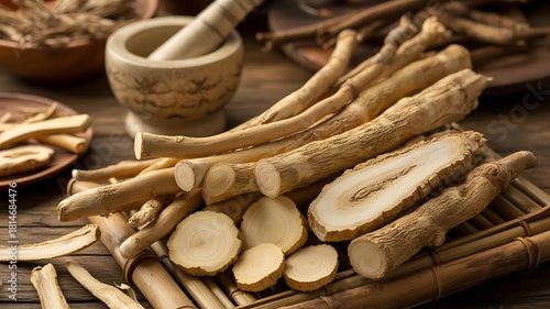 Natural dried astragalus presenting potent botanical photo