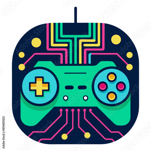 Futuristic innovative digital video game controller vector illustration