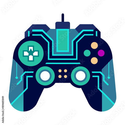 Futuristic innovative digital video game controller vector illustration