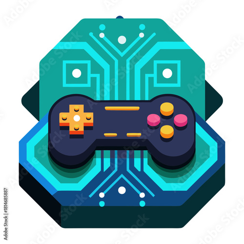 Futuristic innovative digital video game controller vector illustration