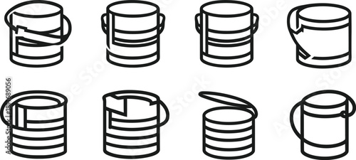Paint Can Icon Set Silhouette Vector – Painting Tools, Home Improvement, DIY, Wall Coating, Vector Graphics