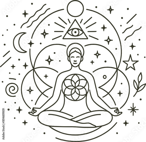 Spiritual Meditation with Sacred Geometry and Cosmic Symbols