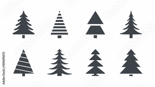 set of christmas trees