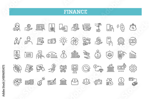 Finance Line Icons Set. Money, Banking symbols