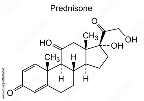 Prednisone, chemical structure of prednisone, drug substance