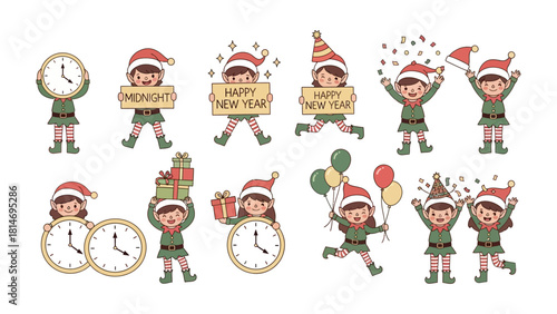 Festive Elf's New Year Celebration: Playful elves usher in the new year with joyful revelry, embracing the festive spirit and the promise of a fresh beginning.