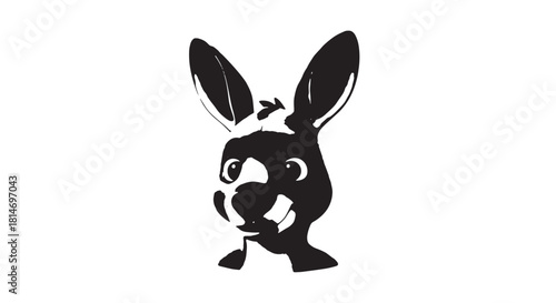 Stylized black and white silhouette of a small playful dog puppy illustration.