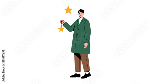 Holding the Golden Stars: An individual holding golden stars in their hand symbolizes aspiration and achievement, ready to grasp dreams and realize goals.