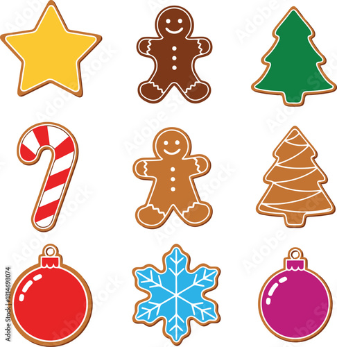 Festive Christmas Gingerbread Cookies Collection: Star Tree and More.