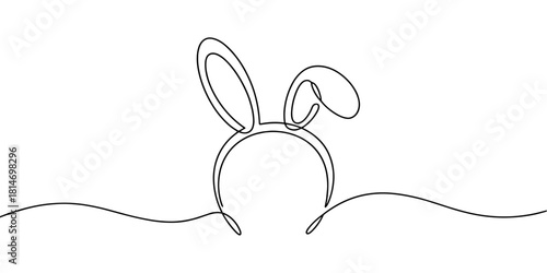 a bunny ear headband, ideal for Easter graphics, minimalist design themes, and playful decorative concepts.
