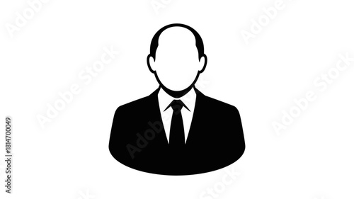 Generic professional businessman avatar silhouette in a formal suit and tie, representing a user profile or corporate identity, isolated on white