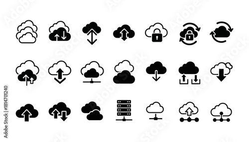 Cloud Computing Icons - A Comprehensive Set for Digital Services.