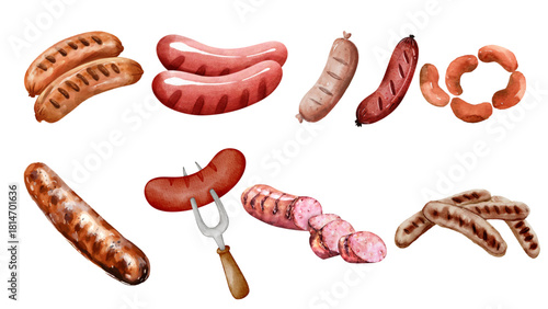 Artistic watercolor illustration set featuring a diverse collection of elegant teacups for tea lovers