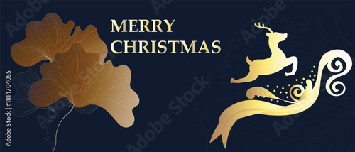 Christmas banner with ornate snowflakes and festive typography, Merry Christmas and Happy New Year greeting card header banner, website banner, social media banner, marketing material