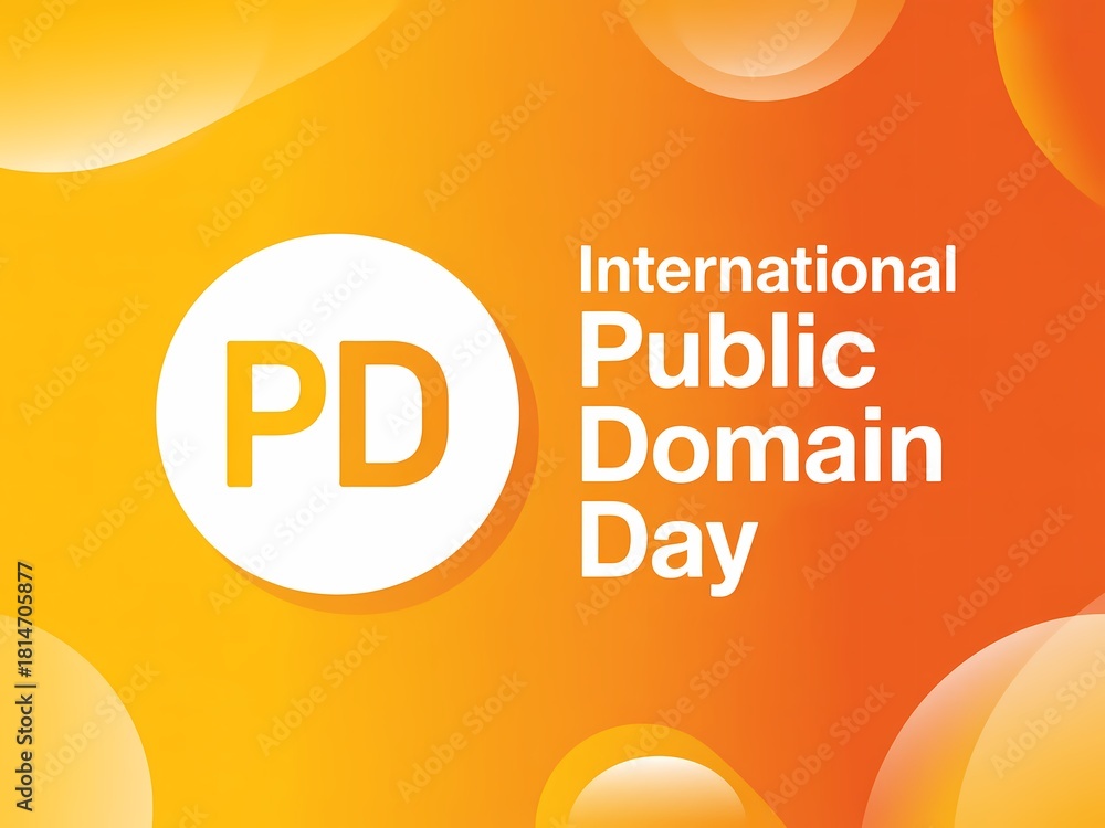 Fototapeta premium Celebrating international public domain day with a vibrant gradient and the iconic pd symbol