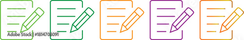 [Edit Document and Pencil Outline Icon Set]