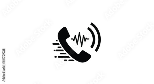 Communication symbol with sound waves and motion lines