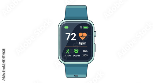 Track Your Health With a Modern Smartwatch Showing Heart Rate and Steps, Perfect for Fitness and Wellness Campaigns, Designed for a Healthy Lifestyle