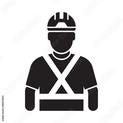 Construction Worker Silhouette Icon – Professional Laborer Symbol for Industry, Engineering, and Building Projects
