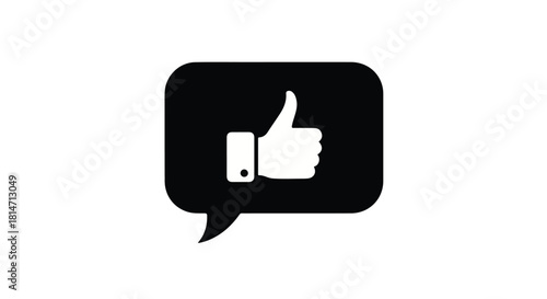 Thumbs up icon within a speech bubble, symbolizing positive feedback and approval.