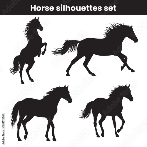 Horse silhouettes set