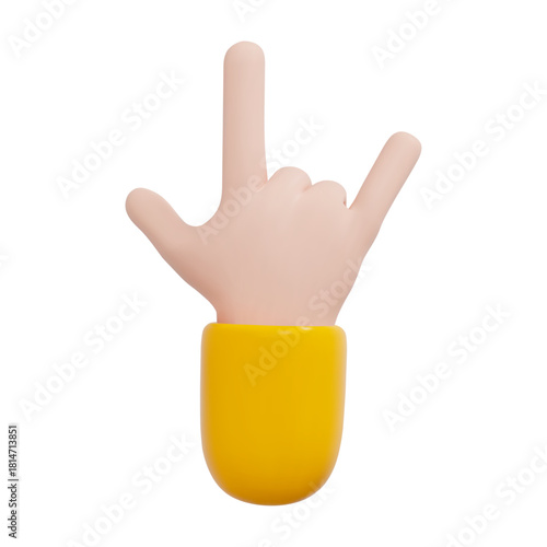 3D hand with rock gesture. Music emoji. Stock vector illustration on isolated background.