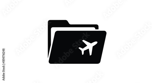 Folder icon with airplane symbol, representing travel or aviation documents