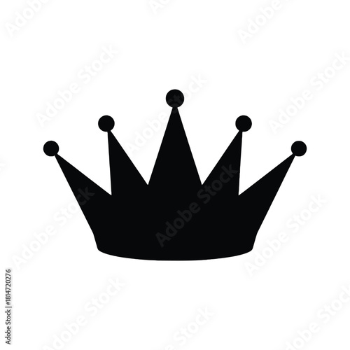 A simple black silhouette of a royal crown with five visible points