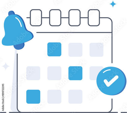 Schedule reminder notification on calendar business management flat vector illustration